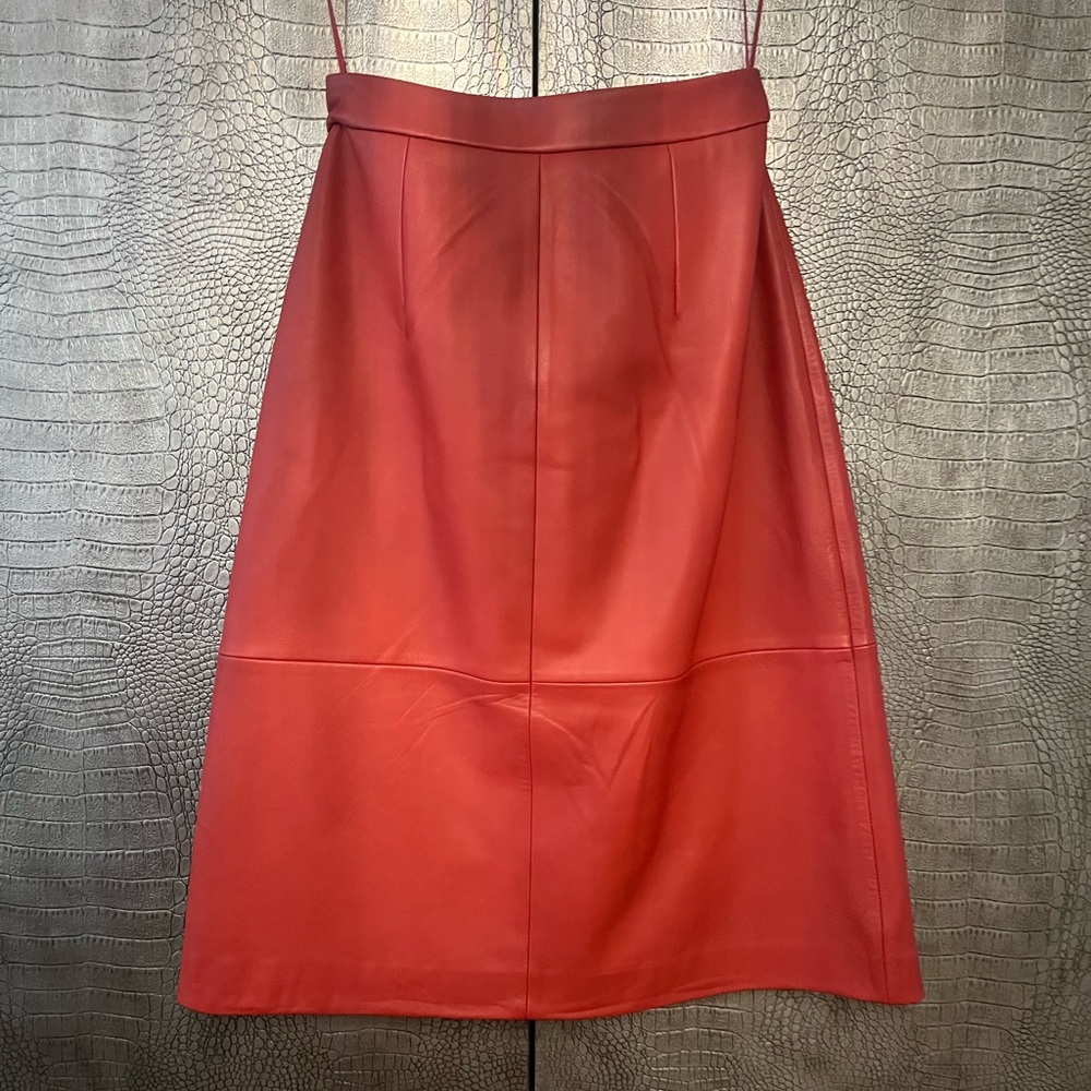Ted Baker Vibrant Red A-Line Skirt leather